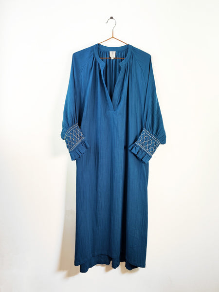 VESTIDO SMOCK AZUL PAVO indigo collection store